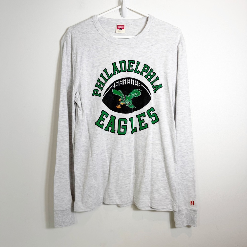 Homage Philadelphia Eagles Shirt Mens Small Gray Long Sleeve NFL Graphic Tee